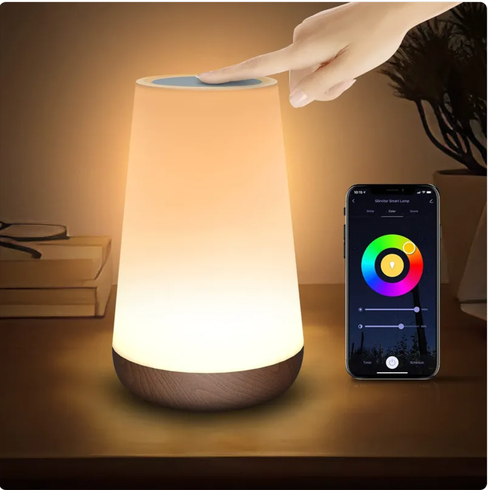 Graffiti Wood Grain Touch Night Lamp with 7-Color Ambient Light
