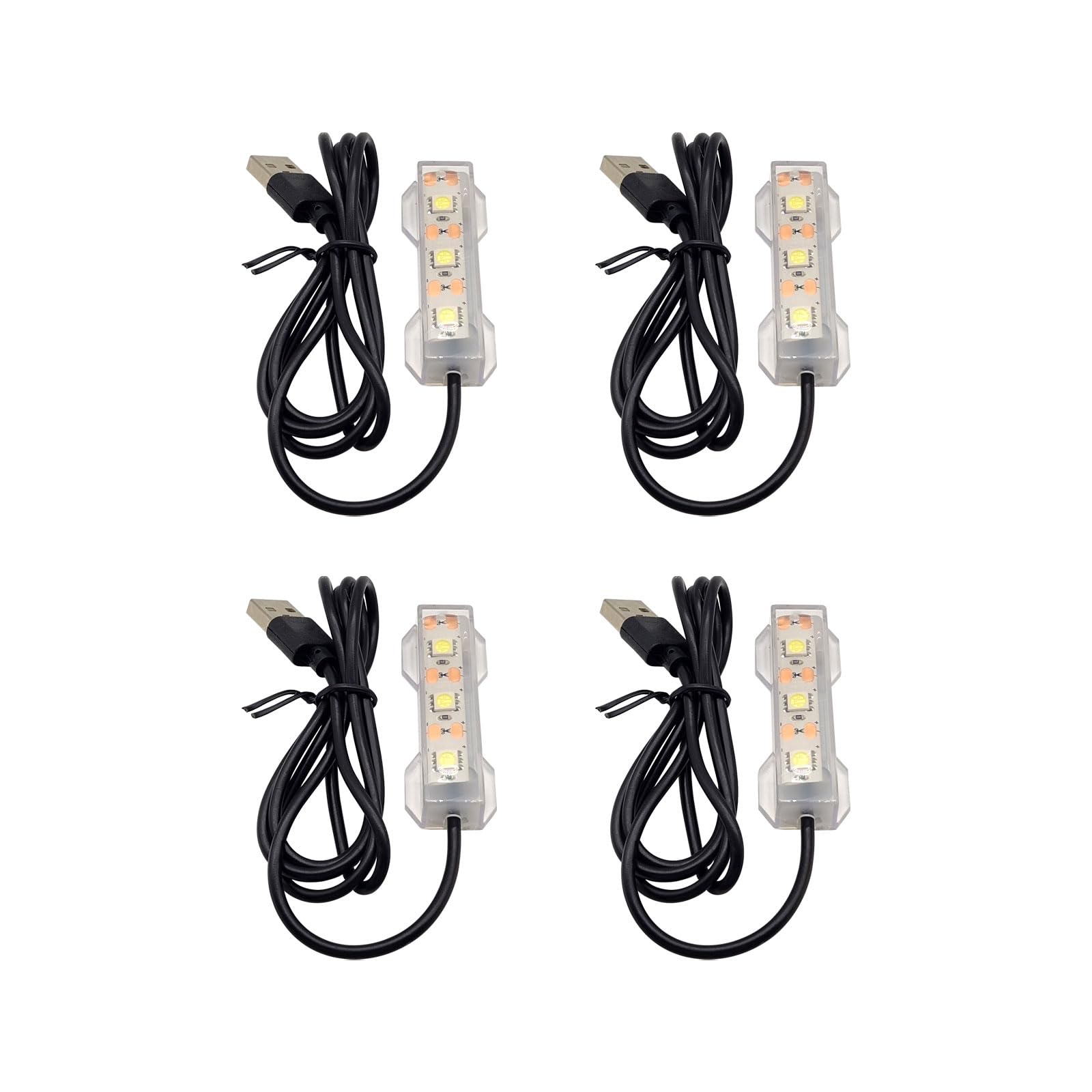 Flylin 4PCs 5V USB Aquarium Light Smal Decoration LED Lighting Lamp Aquarium Water Plant Light for Desktop Fish Tank Indoor Water Garden (White)